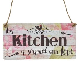 Second Ave Kitchen Seasoned With Love Wooden Hanging Rectangle Home Kitchen Family Sign Plaque