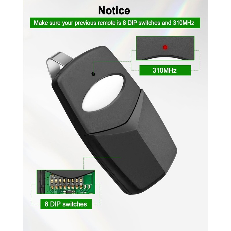 Vaticas 8 Dip Switch Garage Door Opener Remote Fit for