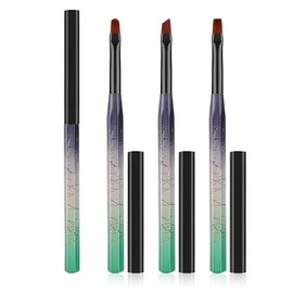 3PCS Nail Polish Clean Up Brush, Round&flat&Bevel Acetone Resistant Nail Brush for OPI Nail Polish Remover, Fingernail Cleaning Brushes at Home Nail Art and Designs(Gilded Green)