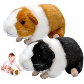 Mineup 2 x 18 cm guinea pig cuddly toy, cute guinea pig plush toys, realistic hamster plush toys, soft guinea pig doll for boys and girls, party supplies, birthday gift