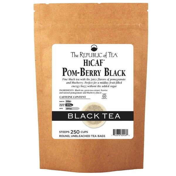The Republic Of Tea HiCAF Pom-Berry Black Tea, 250 Tea Bags, High Caffeine Pomegranate Blueberry Tea