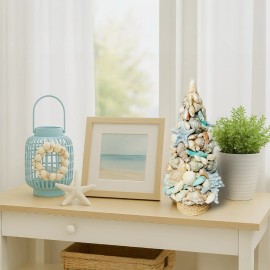 Holiday Tree Coastal Shell Tabletop Tree