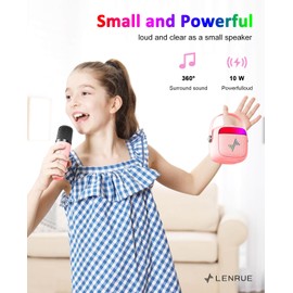 LENRUE Karaoke Machine for Kids, Birthday Gifts for Girls Boys Teens with Wireless Microphone, Colored Lights, Trendy Stuff Gifts for 3, 4, 5, 6, 7, 8, 9, 10 +Year Old