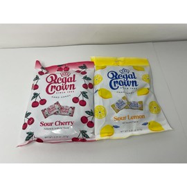Regal Crown Sour Candy Bundle | Two Traditional Sour Cherries Candy | Two Old Fashioned Sour Lemon Candy | Hard Candy Brought To You By Iconic Candy | 6.25oz Peg Bag ((2) Sour Cherry (2) Sour Lemon)