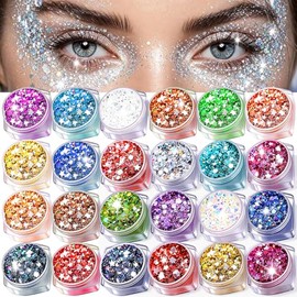 Gel de Purpurina para Cuerpo y Rostro,Maquillaje en Gel con Purpurina,Set de Brillo Lentejuela con Efecto Sirena para Maquillaje de Labios para...    