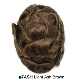 Healthlif Men Toupee Human Hair PU Skin Mens Hair Pieces For Thinning Hair Toupee For Men Hairpiece Mens Hair Replacement System Protesis Capilar Para Hombre 8X10#7ASH Light Ash Brown