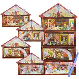 3D Sticker Scene, DIY 3D House Stickers, Make Your Own Mini Room Supermarket Coffee Bookstore Scenes... Cute Cartoon Scene Sticker for Relief Stress & Pass The Time (Set 4-2)