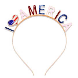 PHALIN American Flag Headband 4th of July Star Hairband for Women Independence Day Patriotic Hair Accessory Party Favors, Letter, Middle