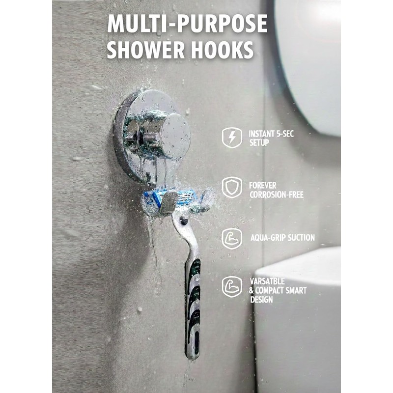 Suction Cup Hooks Razor Holder Powerful Vacuum Organizer for Towel,