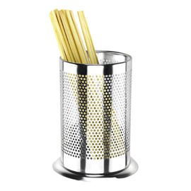 MaT store Chopsticks Holder, Strainer, Stainless Steel, Stylish, Chopsticks, Fork, Spoon, Cutlery Stand, Storage (Small Round Holes)