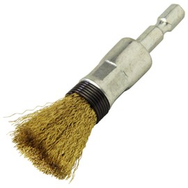 SK11 Hexagonal Shaft Wire Brush, 0.6 inches (15 mm), Brass