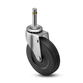 Shepherd Regent Series 2" Diameter Hard Rubber Wheel Swivel Caster, 3/8" Diameter x 1" Length Grip Ring Stem, 90 lbs Capacity, Zinc Finish