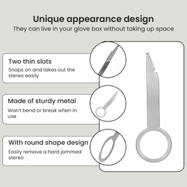 maxtachi Radio Removal Tool, Pack of 4, Hard and Durable Car Radio Removal Tool, Easy to Install, Easy to Remove, Suitable for Most Cars, Silver