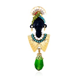 RLHRNDE Vintage African Brooches for Women Men Elegant Rhinestone Juneteenth Pins Black History Month Queen Brooch Black Queen Power Ethnic Jewelry Accessories (Tribe B)