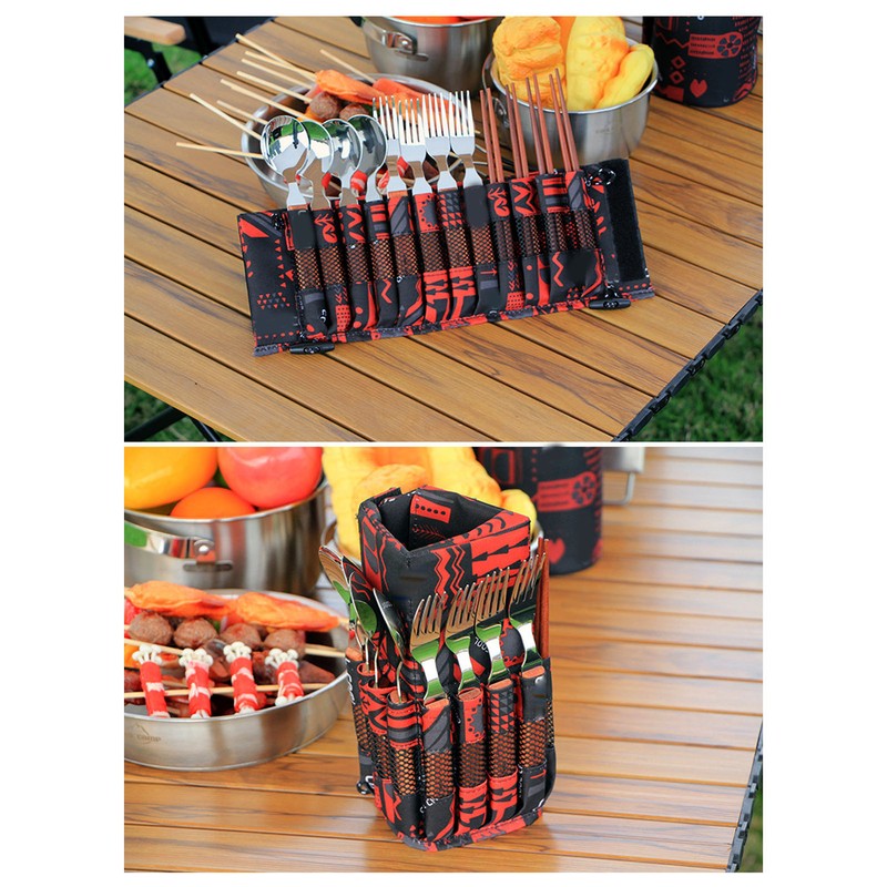 12 Pcs Stainless Steel Wooden Handle Tableware Set Outdoor 4