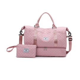 Balakaka Women's Sports Bag, Travel Bag, 42 L with Small Handbag, 1.3 L, Waterproof Travel Duffle Bag with Shoe Compartment, Wet Compartment, Large Hand Luggage Bag for Aeroplane Travel, lightpink