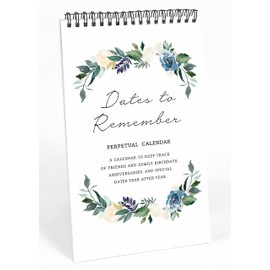 Inkdotpot Floral Perpetual Calendar, Important Dates to Remember- 6x9 Monthly and Daily Wall Hanging Journal for Special Days- Birthdays- Anniversaries Book Birthday Gift Planner Organizer