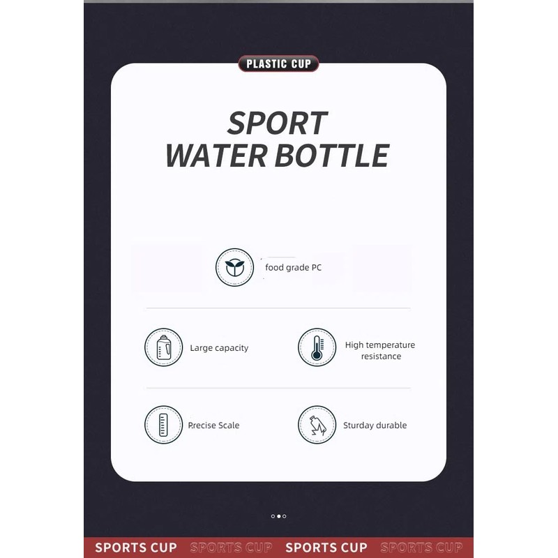 Sports Water Bottle, 1.7L Capacity, Leakproof Design, Black and Grey,