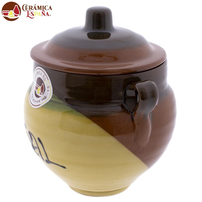CERÁMICA ESPAÑA Rustic Ceramic Salt Shaker, Kitchen Jars, Original Salt