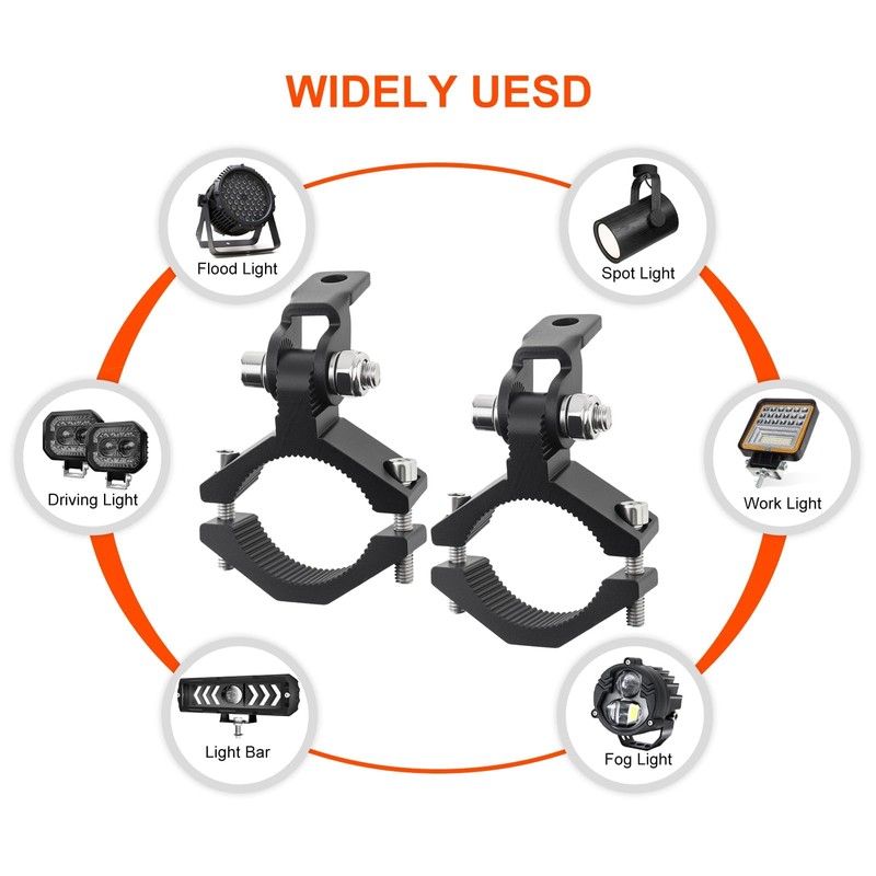 Motorcycle Light Bar Mount Brackets CNC Aluminum Fork Tube Clamps