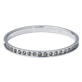 Quiges Silver Stainless Steel Cubic Zirconia Stacking Ring Combination Ring Set with 4 Filling Rings and 1 Base Ring Set, Crystal, Cubic Zirconia