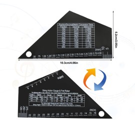 Guitar String Action Gauge, High Precision Scale Fret Rocker with Metric & Conversion Charts String Height Ruler Fret Leveling Tool for Luthier 1mm Thickness