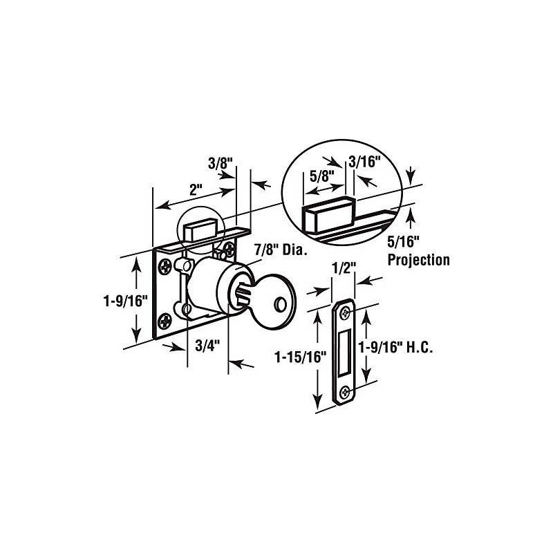 Prime-Line U 10666 Drawer and Cabinet Lock, Mortise (Single Pack)