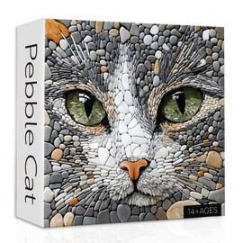 Cat Puzzles for Adults 1000 Pieces, Challenging Stone Mosaic Cats Jigsaw Puzzles, Nature Pebble Kitten Animal Puzzle as Home Decor