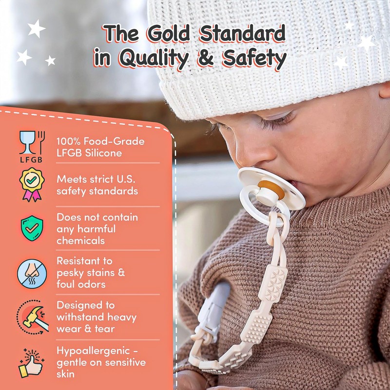 Baby’s Aid Silicone Pacifier Clip for Baby Girls and Boys,