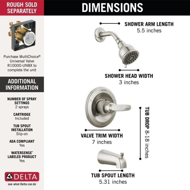 Delta Foundations 13 Series 2-Spray Bathtub and Shower Faucet Set,