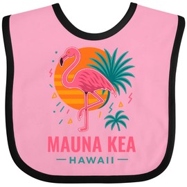 inktastic Mauna Kea Hawaii Flamingo Tropical Vibes Baby Bib Pink and Black 46c7e