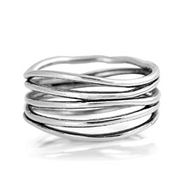 CloseoutWarehouse 925 Sterling Silver Oxidized Crooked Lines Band Ring Size 7