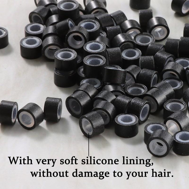 GOTDYA 5mm-300pcs Hair Extension Beads,Silicone Lined Micro Rings,I Tip MicroLink