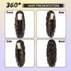 Skunk Synthetic Lace Front Wig 28 Inch Long Wavy Natural