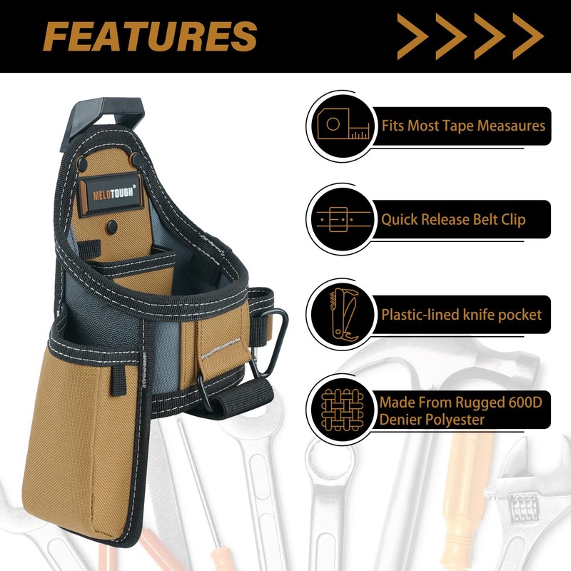 MELOTOUGH Tape Measure Pouch/Utility Knife Pouch + Notebook & Pencil