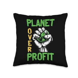 Planet Over Profit Eco-Friendly Advocacy Throw Pillow