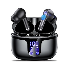 Wireless Earbuds Bluetooth Headphones 5.3,Bass Boosted Ear Buds 40H Playtime IP6 Waterproof Earbuds with LED Digital Display Charging Case,4 ENC Mics Earphones for Work Sports