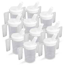 Wing Handled Beaker with Adjustable Drinking Lid - Pack of 10 | Adult Beakers for Elderly Dementia Cup Adult Drinking Cup for Elderly Two Handled Drinking Cup Small Adjustable Spouted Drinking Lid