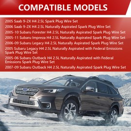 RC-FX101 Ignition Spark Plug Wire Kit,4 PCS Ignition Spark Plug Wires Set for 2005-2011 Subaru Legacy Impreza Forester Outback/Saab 9-2X Replaces# 55004 FX101 175-6219