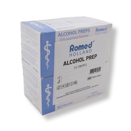 Romed Alcohol Swabs 65 x 30 mm, 2-Ply, Economy Set 2 x 100 Pieces, Hygienically Sealed (1 Set = 1 x 2 x 100 Pieces)