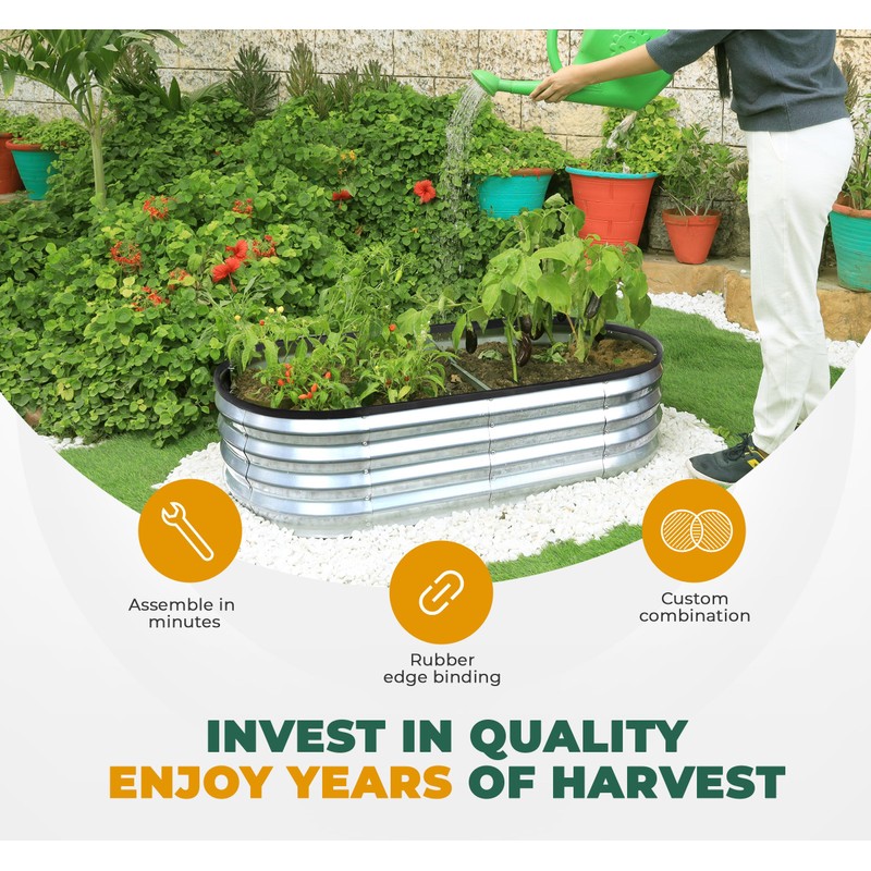 Utopia Home Galvanized Raised Garden Bed, 4x2x1 Ft Lightweight Planter
