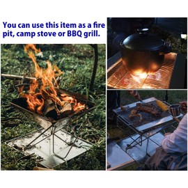 CAMPINGMOON 3-in-1 Portable Stainless Steel Wood Burning Grill and Fire Pit 14x15.35-inch with Carrying Bag MT-035