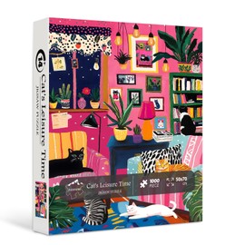 PICKFORU Cat Puzzles for Adults 1000 Pieces, Colorful Kitty Plant Puzzles for Adults, Difficult Art Living Room Jigsaw Puzzle as Home Decor