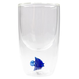 Karma, 10 Oz 3D Glass Cup, Cocktail Tumbler, Juice Glass, Fish