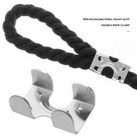 EMSea Pack of 10 Heavy Duty Double Rope Clamps Made of 304 Stainless Steel Size 40 mm x 22 mm for Rope Diameter from 10 mm to 12 mm Multi-Purpose Rope Pressure Clamp