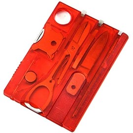 Red Outdoor Survival Bottle Opener Card Multi Tool Outdoor Barbecue Knife Camping Tool Hiking LED Light Magnifier EDC Tool Gear Multitools