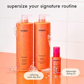 amika supersized superfruit nourish + style set | for fine-to-thick hair types 1-3c seeking softer and more conditioned hair, liter set for soft hair