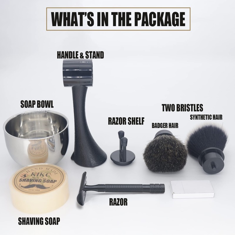 Kikc Juego de 2 brochas de afeitar hechas a mano