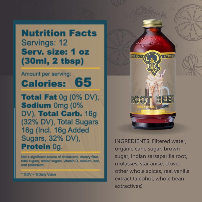 Portland Syrups Genuine Root Beer Syrup - Premium Beverage Concentrate
