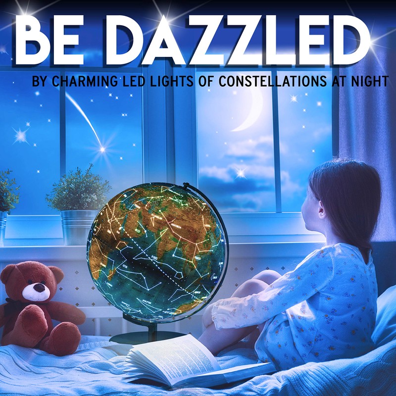 World Globe with Illuminated Constellations – 13” Light Up Globe